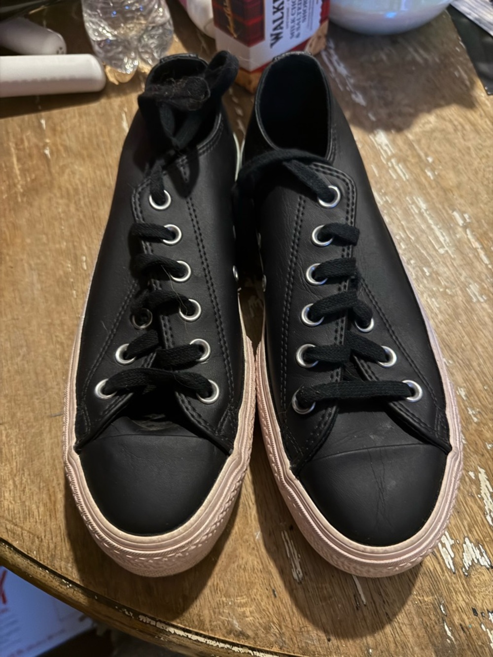 Black Low-Top Converse Sneakers with Ombre Pastel Platform Sole